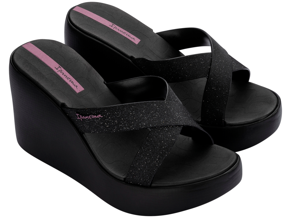 Ipanema High Fashion Ii Slide Black Glitter Black Lilac